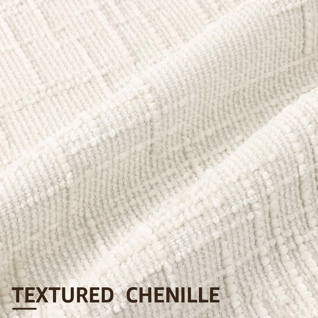 decorUhome Textured Chenille Throw Pillow Covers 18x18 Set of 2 Cream White 