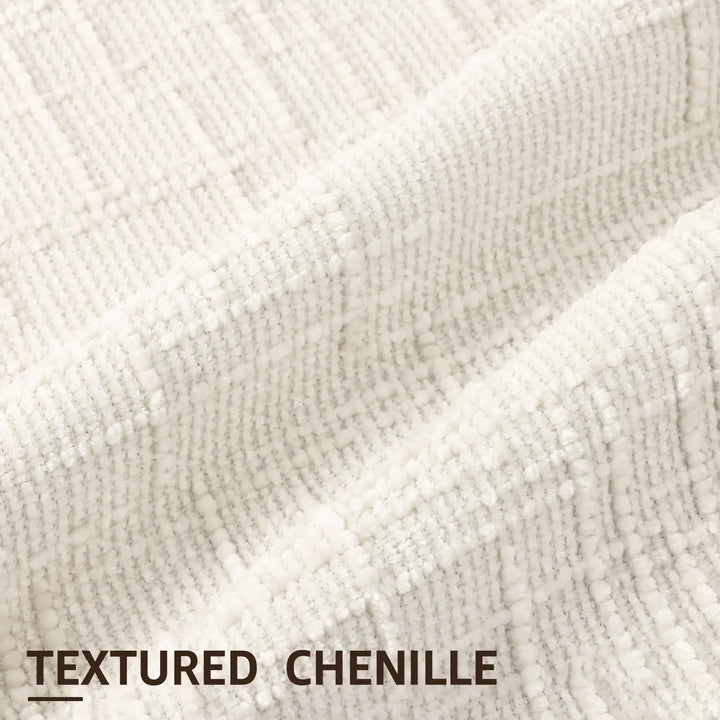 decorUhome Textured Chenille Throw Pillow Covers 18x18 Set of 2 Cream White