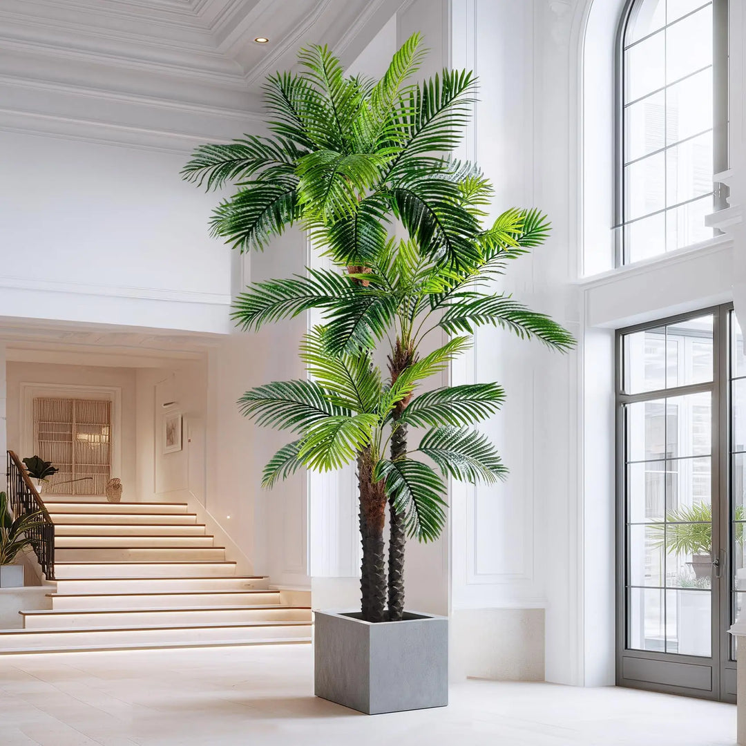 Erimda 9.1FT Artificial Phoenix Palm Tree Artificial Plants Indoor Outdoor Large Faux Coconut Silk Palm Tree Tropical Fake Tree Faux Sago Palm Plant for Modern Farmhouse Yard Outside Patio Poolside 