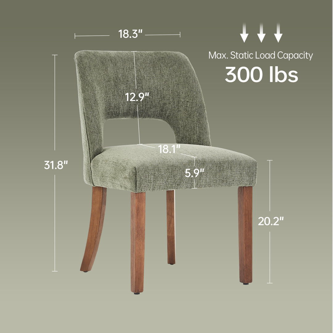 keoni Wooden Dining Chairs Set of 4 with Rubberwood Legs and Open Back 