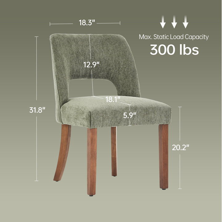 keoni Wooden Dining Chairs Set of 4 with Rubberwood Legs and Open Back 