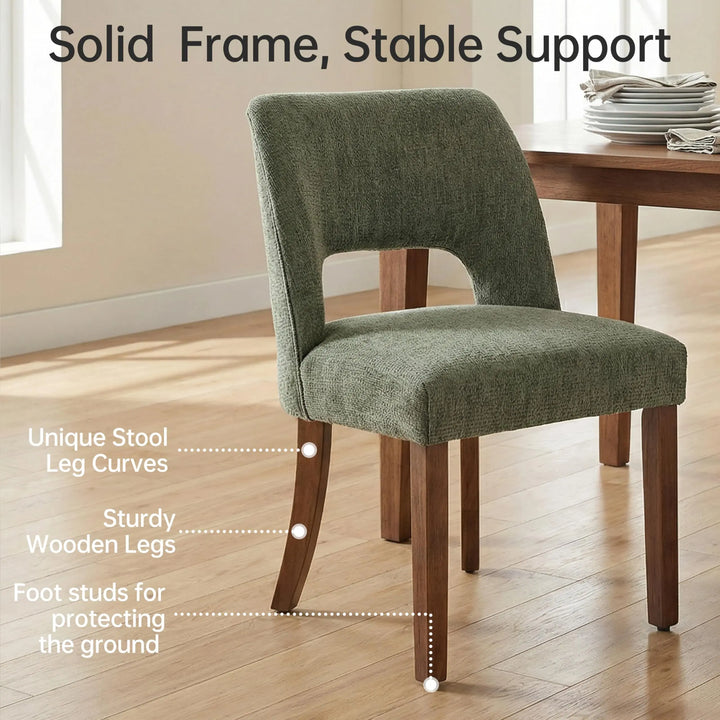 keoni Wooden Dining Chairs Set of 4 with Rubberwood Legs and Open Back 