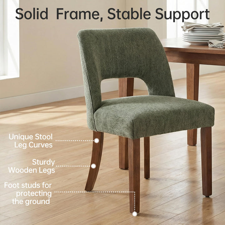 keoni Wooden Dining Chairs Set of 4 with Rubberwood Legs and Open Back 