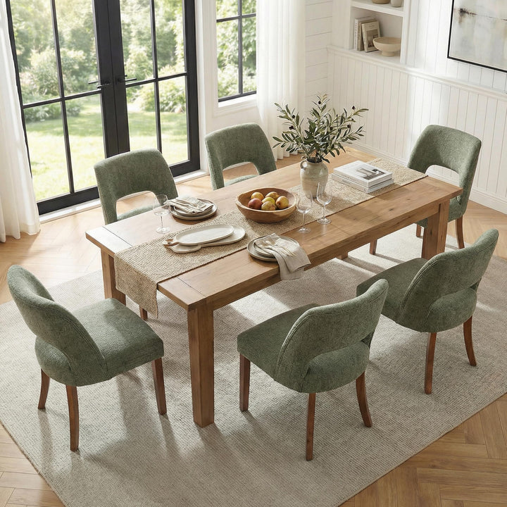 keoni Wooden Dining Chairs Set of 4 with Rubberwood Legs and Open Back 