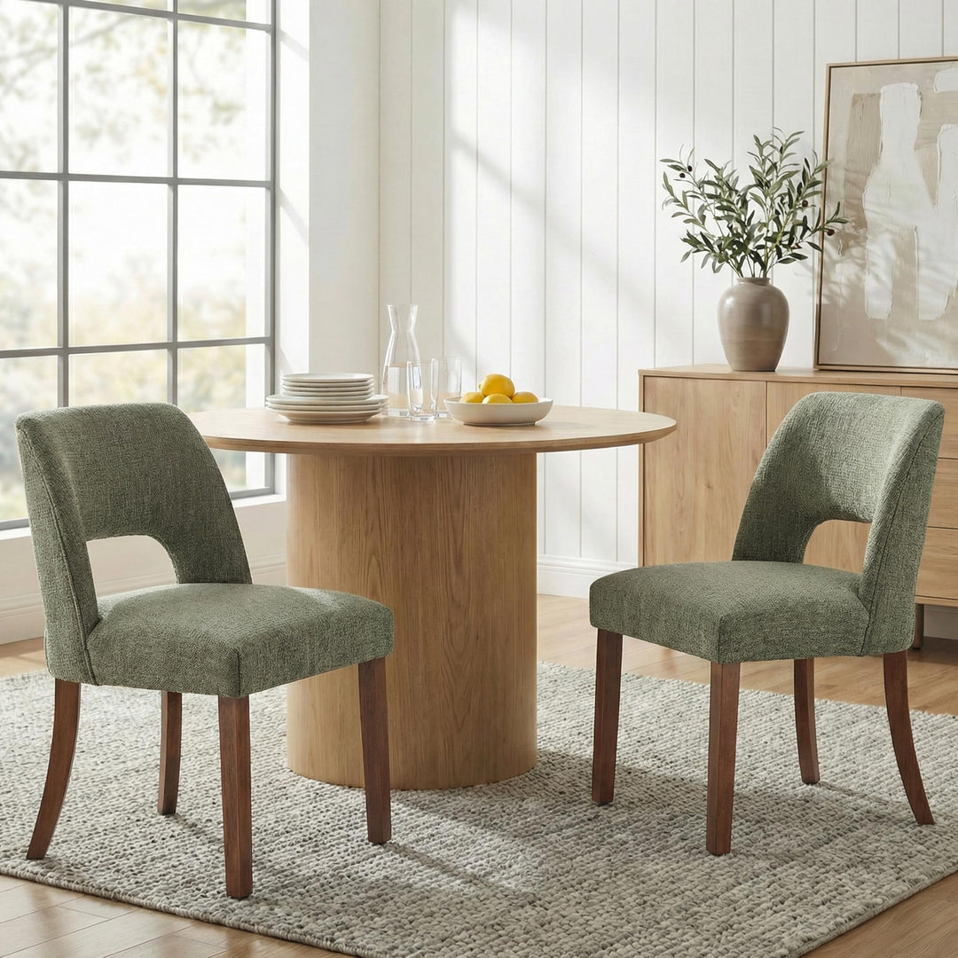 keoni Wooden Dining Chairs Set of 4 with Rubberwood Legs and Open Back 