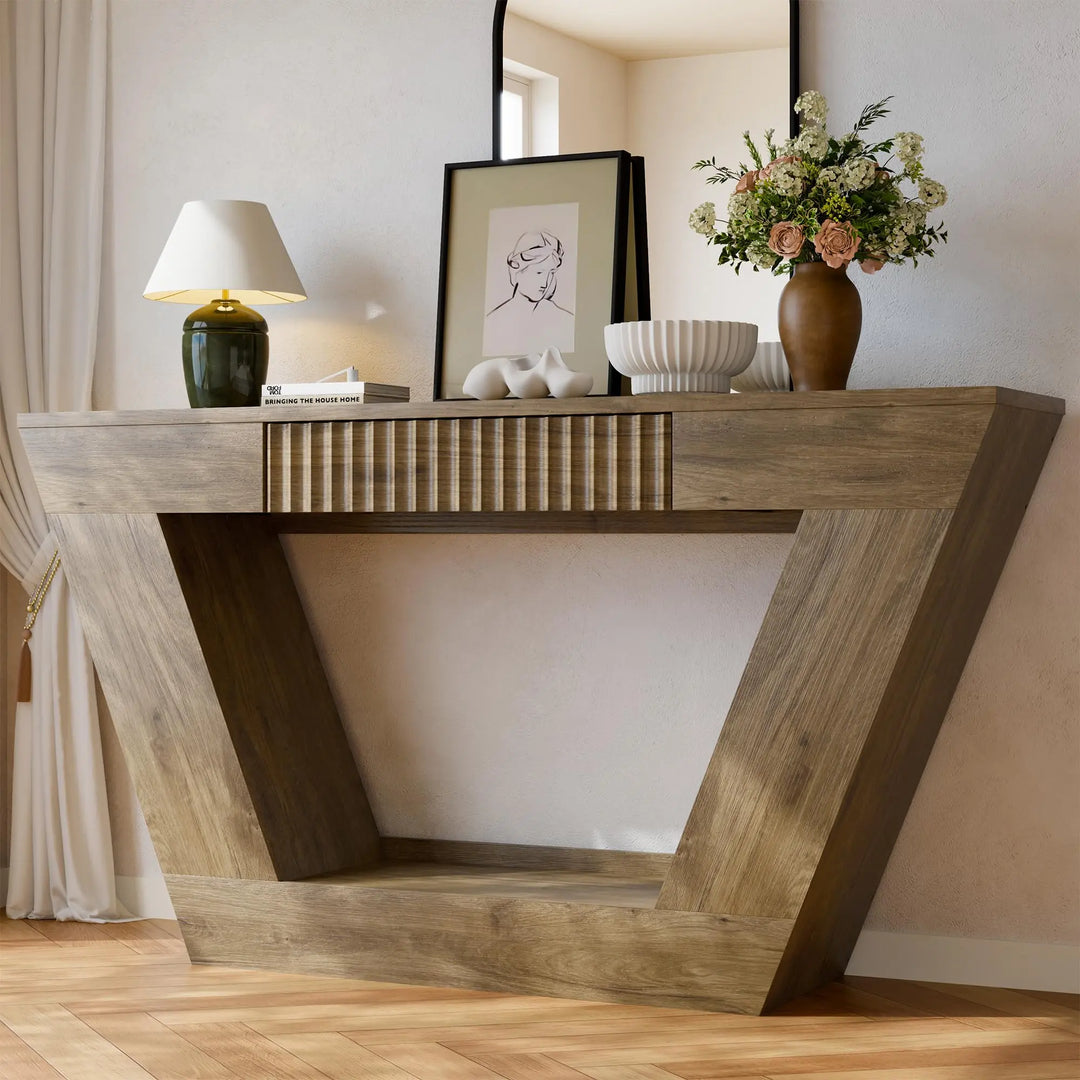 senlin 47" Farmhouse Console Table - Brown 