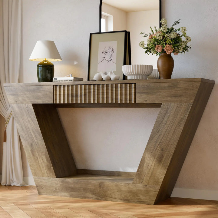 senlin 47" Farmhouse Console Table - Brown 