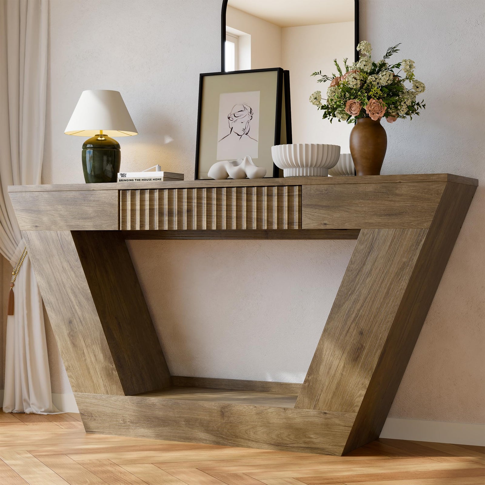 senlin 47" Farmhouse Console Table - Brown 