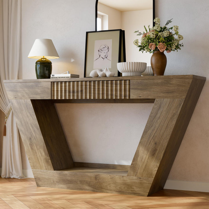 senlin 47" Farmhouse Console Table - Brown 