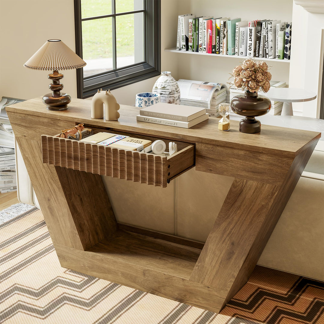 senlin 47" Farmhouse Console Table - Brown 