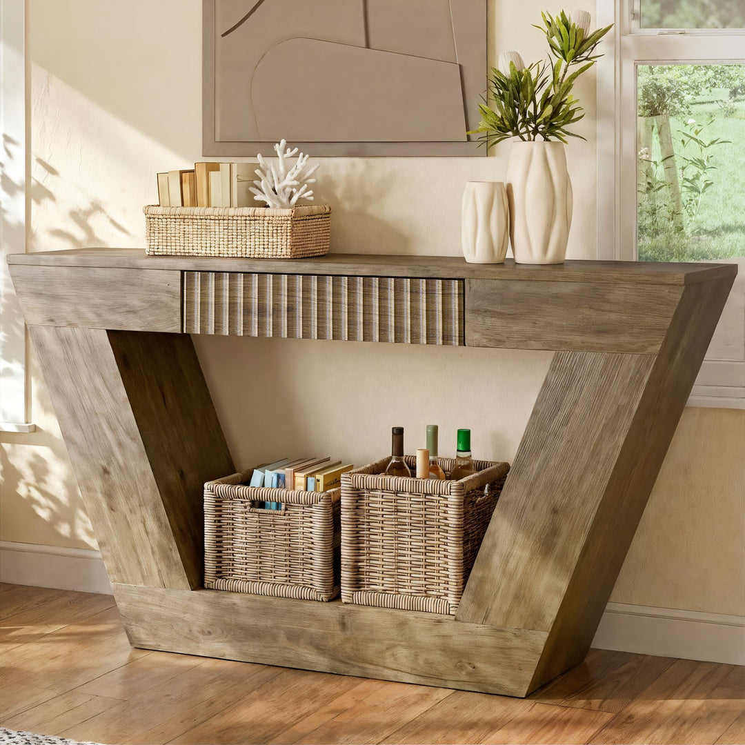 senlin 47" Farmhouse Console Table - Brown 