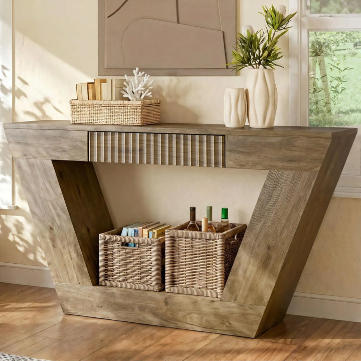 senlin 47" Farmhouse Console Table - Brown 