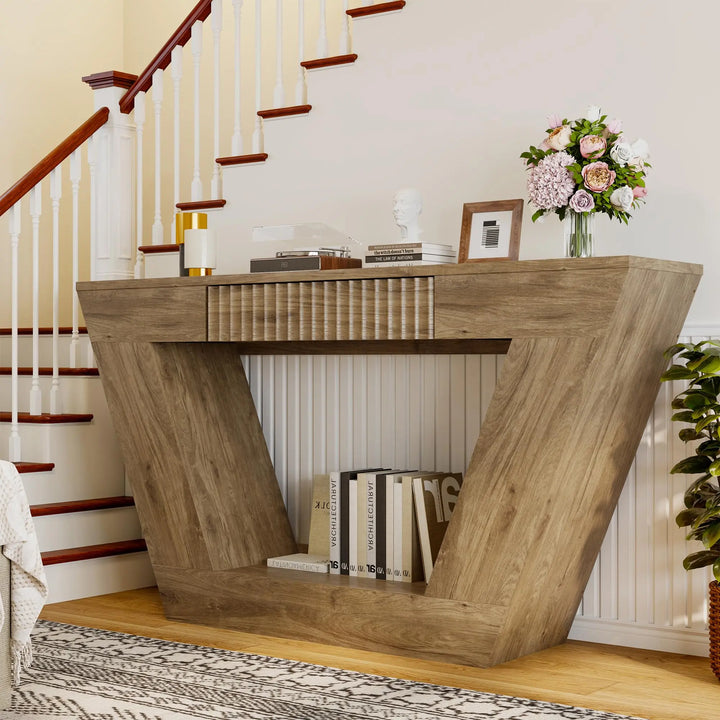 senlin 47" Farmhouse Console Table - Brown 