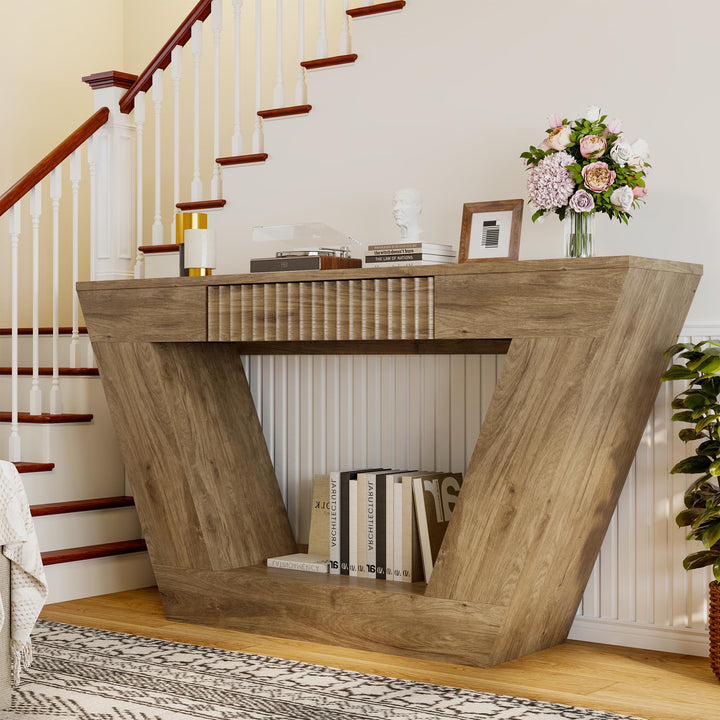 senlin 47" Farmhouse Console Table - Brown 