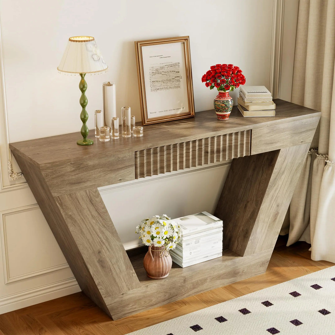 senlin 47" Farmhouse Console Table - Brown 