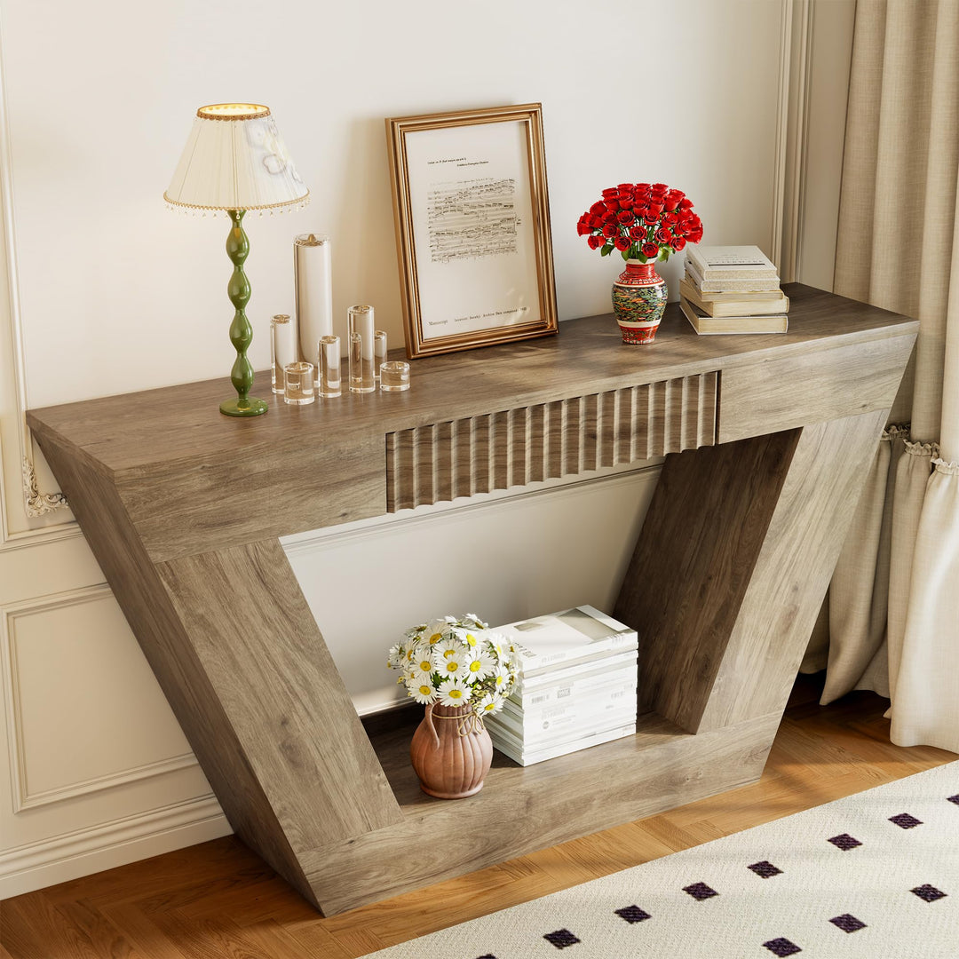 senlin 47" Farmhouse Console Table - Brown 
