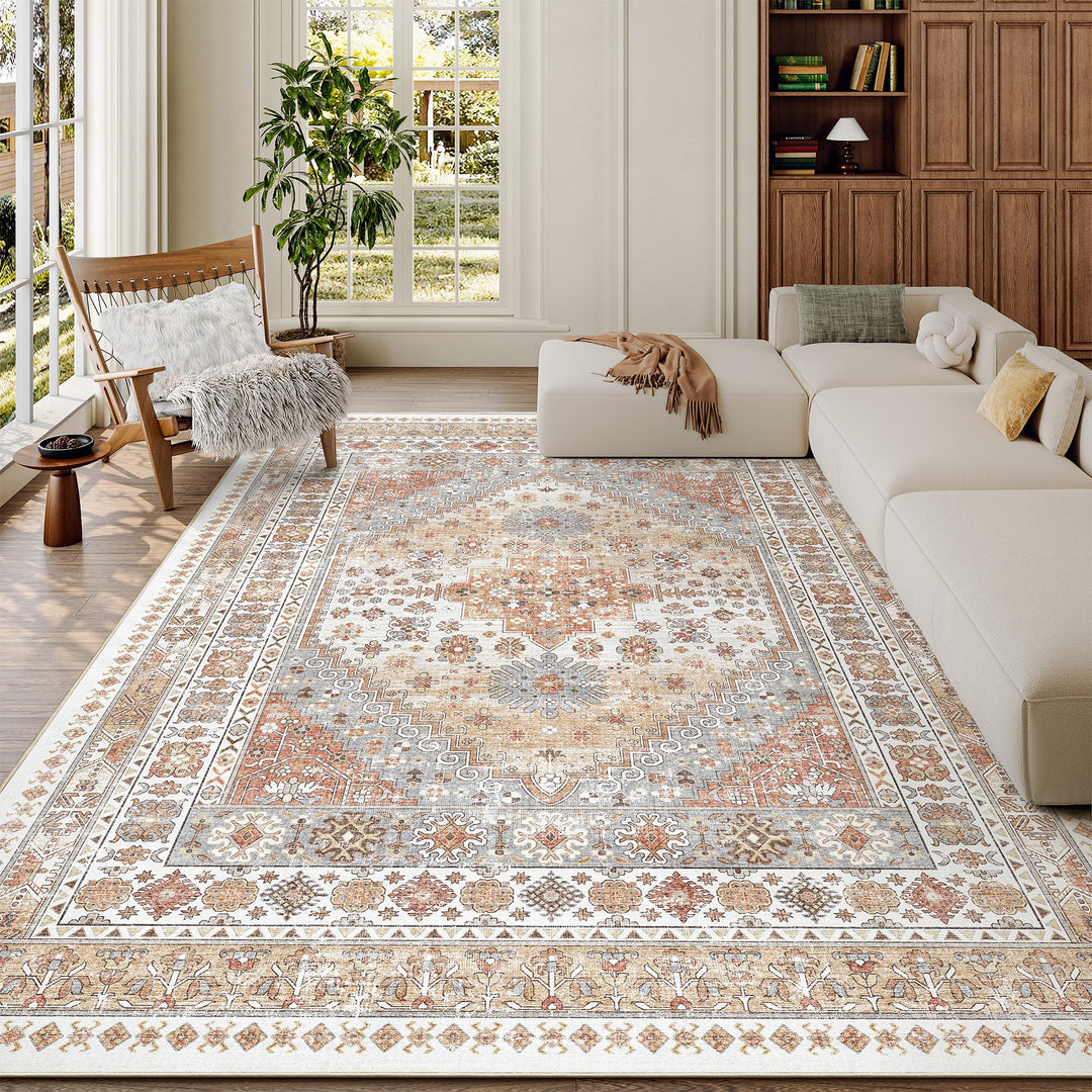 zesthome 7x9 Area Rugs for Living Room,Large Washable Rug,Orange 