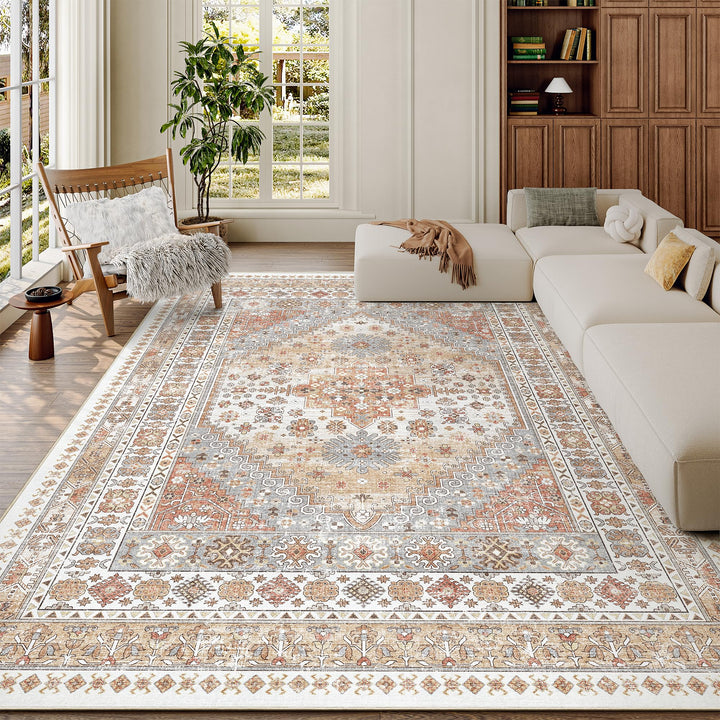 zesthome 7x9 Area Rugs for Living Room,Large Washable Rug,Orange 