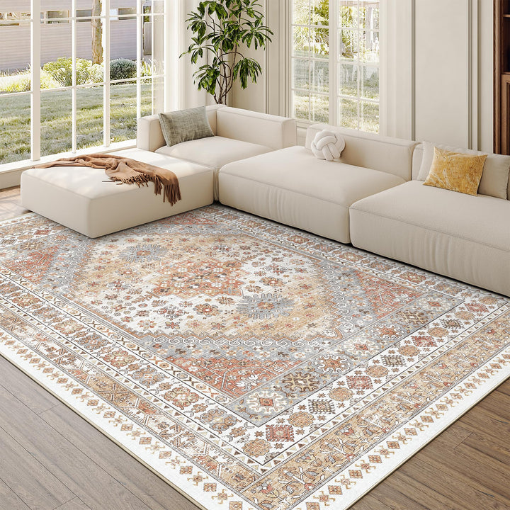 zesthome 7x9 Area Rugs for Living Room,Large Washable Rug,Orange 
