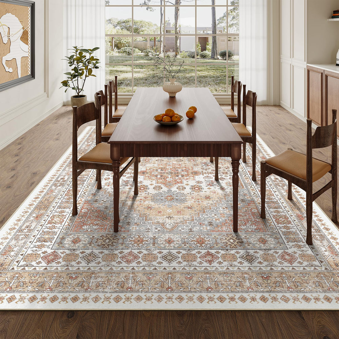 zesthome 7x9 Area Rugs for Living Room,Large Washable Rug,Orange 