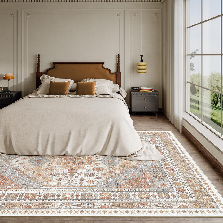 zesthome 7x9 Area Rugs for Living Room,Large Washable Rug,Orange 