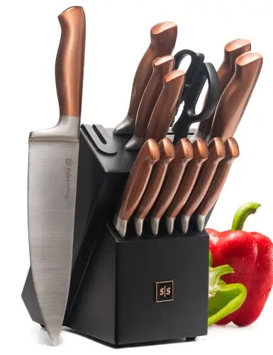 Styled Settings Copper Kitchen Knives Block Set