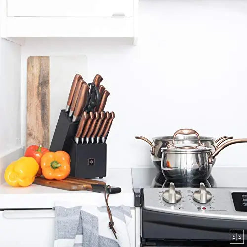 Styled Settings Copper Kitchen Knives Block Set