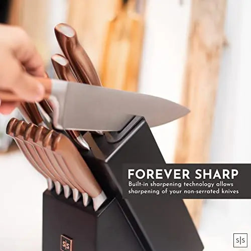 Styled Settings Copper Kitchen Knives Block Set