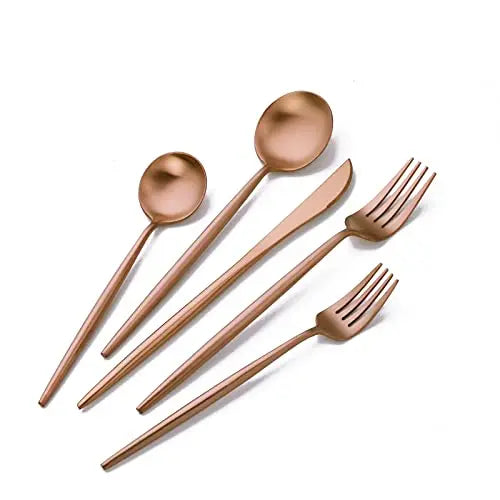 20-Piece Copper Stainless Steel Silverware Flatware Set - Rose Gold S ArtSharing