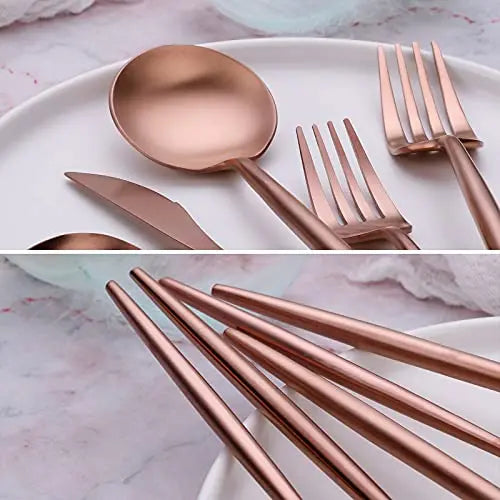 20-Piece Copper Stainless Steel Silverware Flatware Set - Rose Gold S ArtSharing