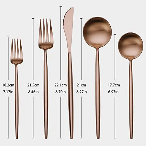 20-Piece Copper Stainless Steel Silverware Flatware Set - Rose Gold S ArtSharing