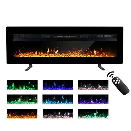 40" Electric Fireplace Insert | Wall Mounted Freestanding Heater with Remote Control - Black Maxhonor