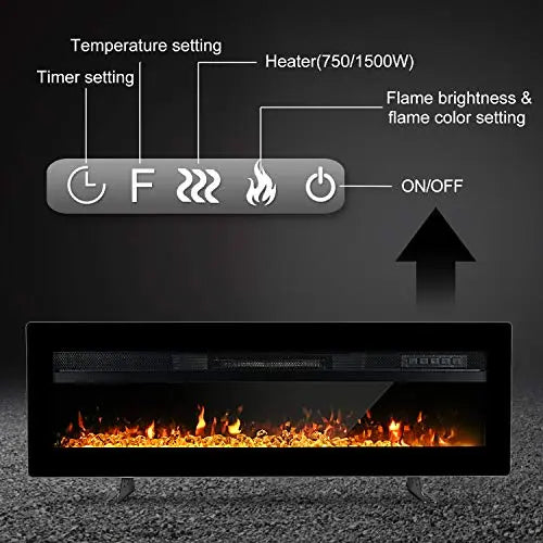 40" Electric Fireplace Insert | Wall Mounted Freestanding Heater with Remote Control - Black Maxhonor