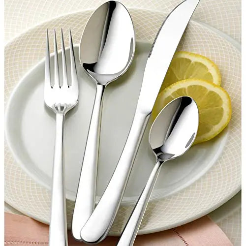 40-Piece Heavy Duty Modern Stainless Steel Silverware Set, Service for 8 - Silver HaWare