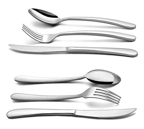 40-Piece Heavy Duty Modern Stainless Steel Silverware Set, Service for 8 - Silver HaWare