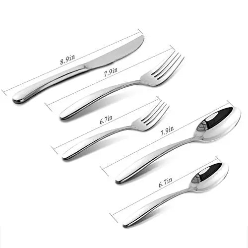 40-Piece Heavy Duty Modern Stainless Steel Silverware Set, Service for 8 - Silver HaWare