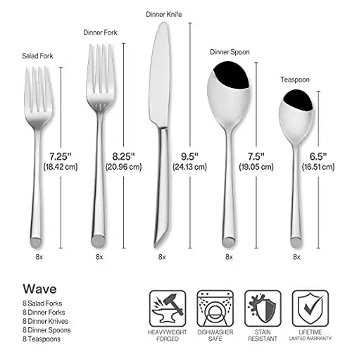 42-Piece Forged Stainless Steel Flatware Set, Service for 8 - Silver Towle Living