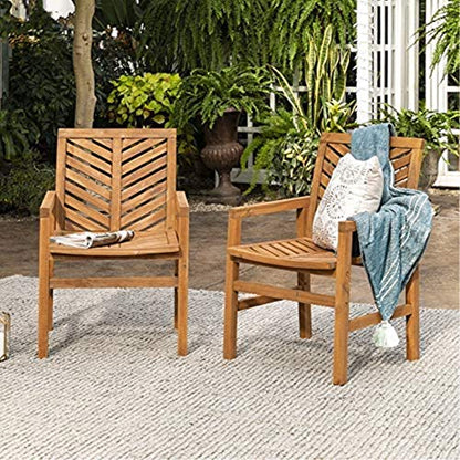 Walker Edison Outdoor Furniture, Chevron Wood Chair Set