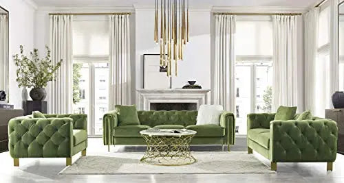 Acanva Collection Chesterfield Vintage Tufted Velvet Living Room Sofa Loveseat - Mint Green Acanva