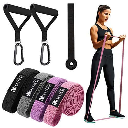 CORTNOE Long Pull Up Assistance Fabric Resistance Bands - Set of 10 Long Workout Bands with Door Anchor + Handles CORTNOE