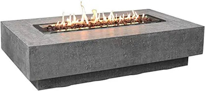 Elementi Hampton Outdoor Fire Pit Table - Gray | Cast Concrete Natural Gas Fire Pit Table - 45,000 BTU Elementi