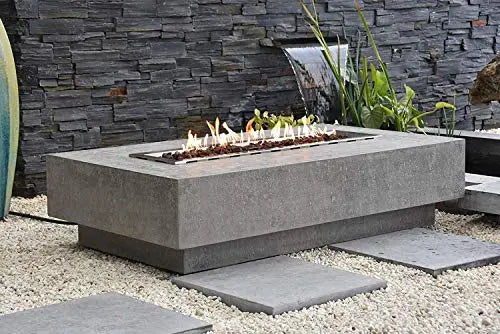 Elementi Hampton Outdoor Fire Pit Table - Gray | Cast Concrete Natural Gas Fire Pit Table - 45,000 BTU Elementi