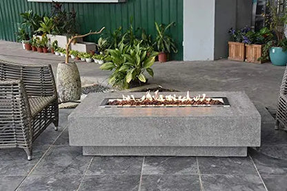 Elementi Hampton Outdoor Fire Pit Table - Gray | Cast Concrete Natural Gas Fire Pit Table - 45,000 BTU Elementi
