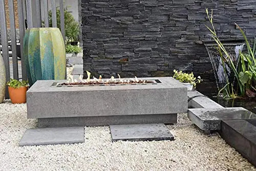 Elementi Hampton Outdoor Fire Pit Table - Gray | Cast Concrete Natural Gas Fire Pit Table - 45,000 BTU Elementi