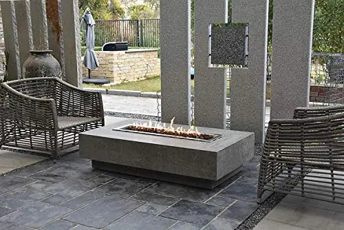 Elementi Hampton Outdoor Fire Pit Table - Gray | Cast Concrete Natural Gas Fire Pit Table - 45,000 BTU Elementi