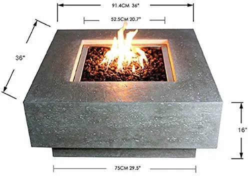 Elementi Manhattan Outdoor Natural Gas Fire Pit Table 36" | Concrete High Floor Fire Pit Elementi