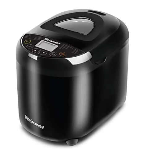 Elite Gourmet Bread Maker Machine, 3 Loaf Sizes, 2 Lb, 19 Menu Functions - Black
