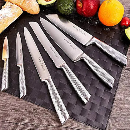 Emojoy Knife Set, 16 Kitchen Knives with Wooden Block - Stainless Steel Emojoy