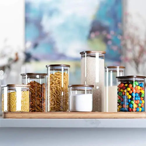 Glass Spice Jars with Wood Lids, Spice Jars with Airtight Lids