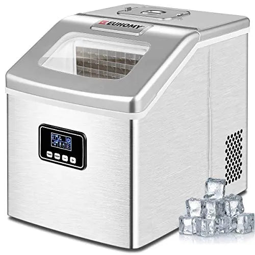 Euhomy Portable Compact Countertop Auto Self-Cleaning Ice Maker Machine - Silver E EUHOMY